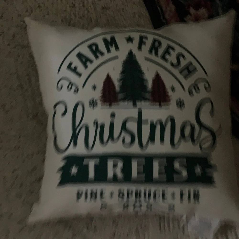 Farm Fresh Christmas Trees Pillow - Green and White